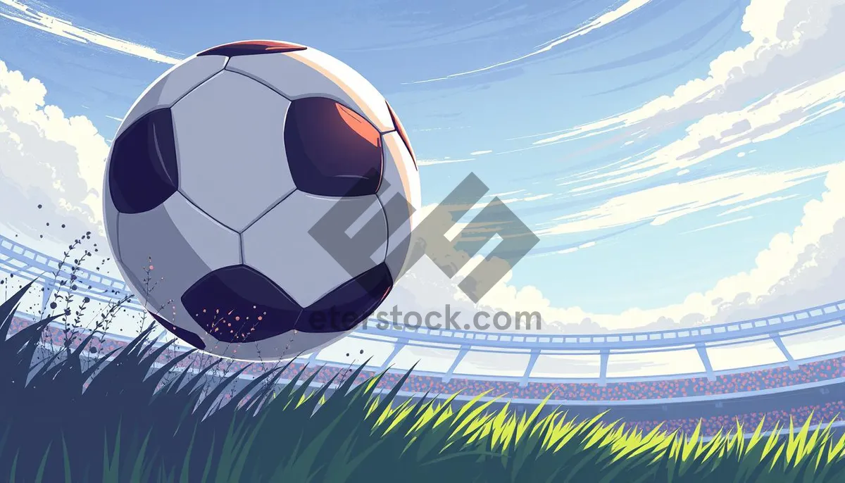 Picture of Vibrant soccer ball on grass field