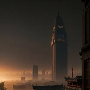 City's Iconic Minaret Piercing the Skyline