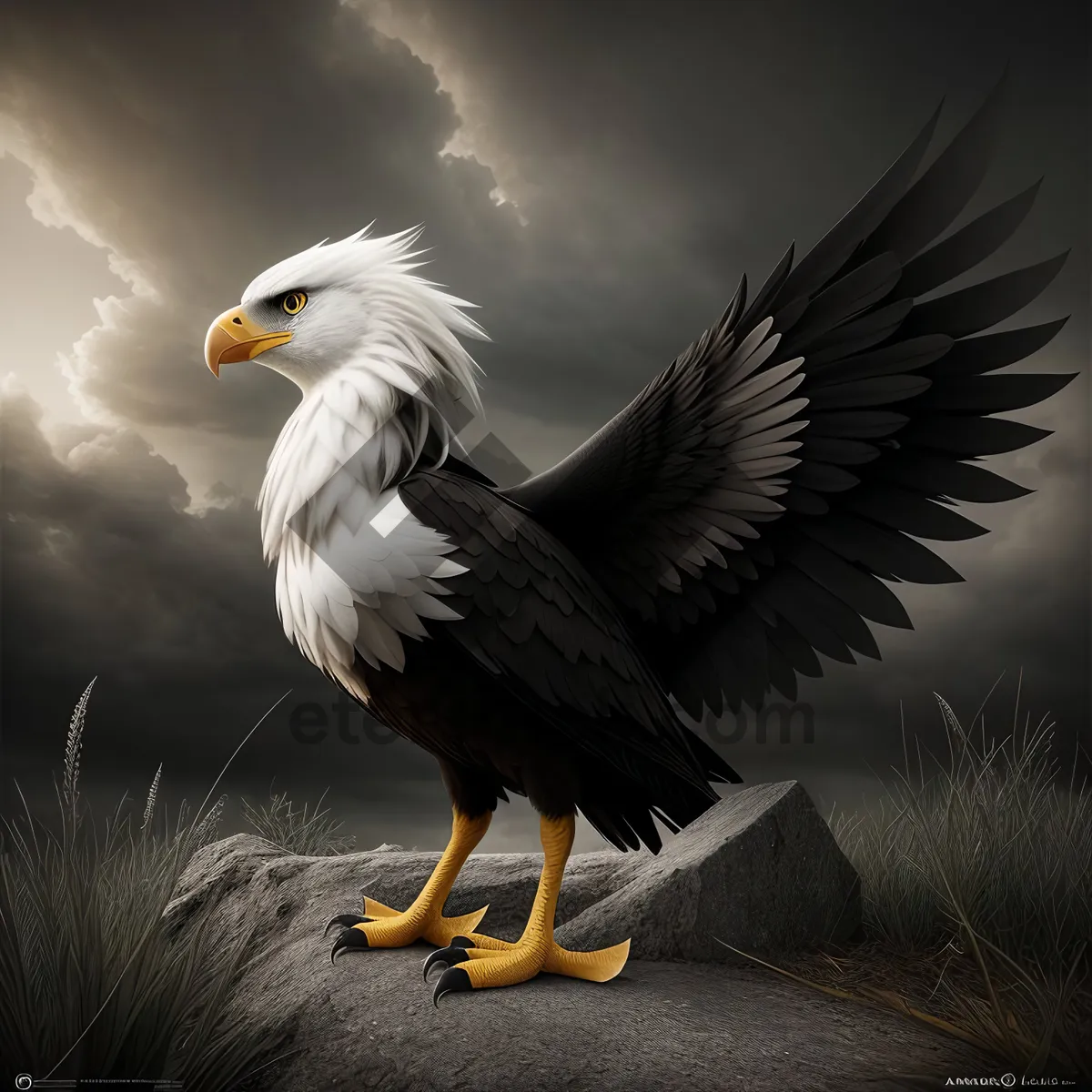 Picture of Majestic Bald Eagle Soaring Through the Sky.
