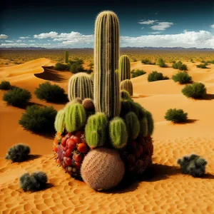 Dramatic Desert Skyline with Saguaro Cacti