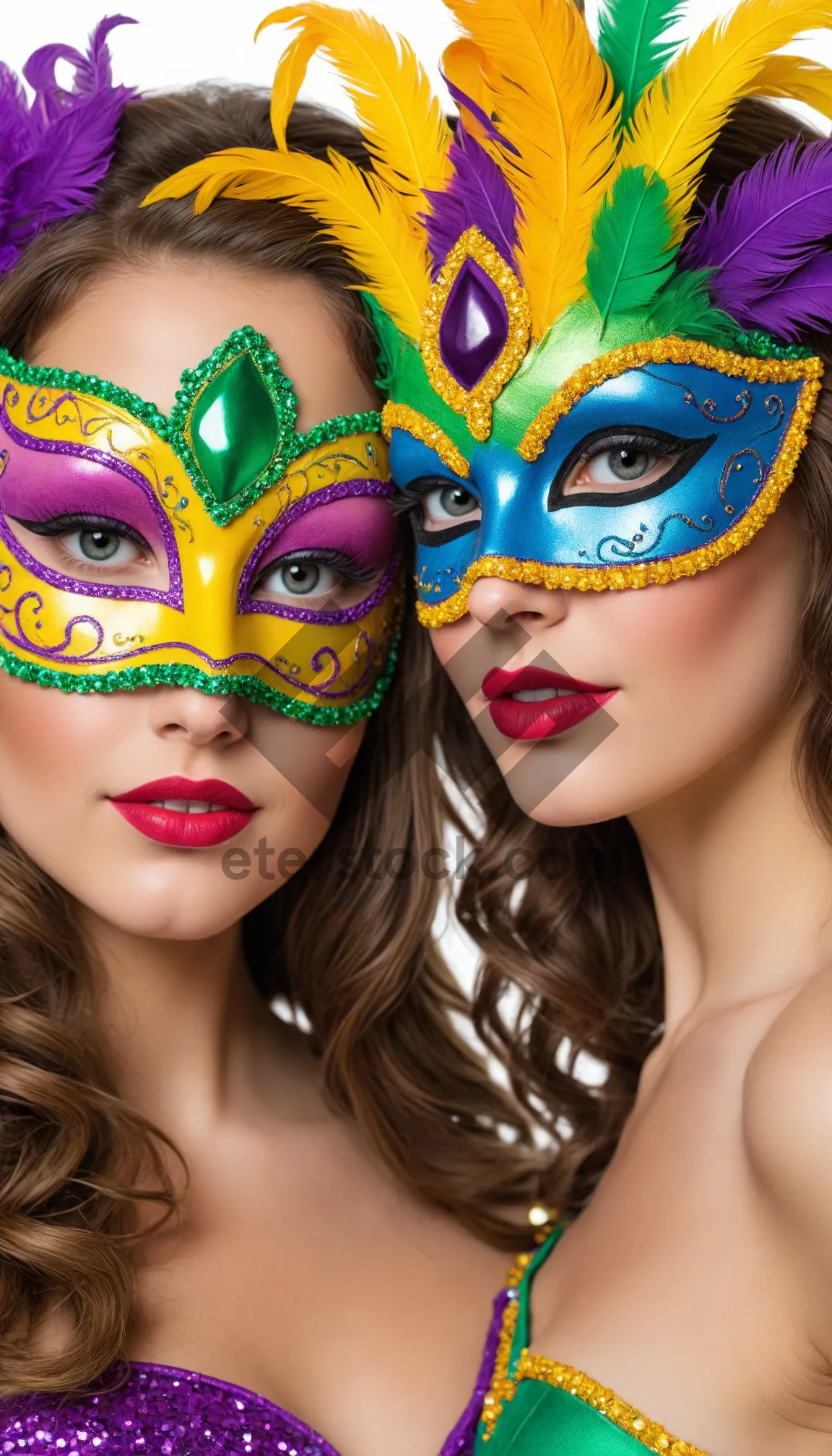 Picture of Attractive model with Venetian mask at carnival party.