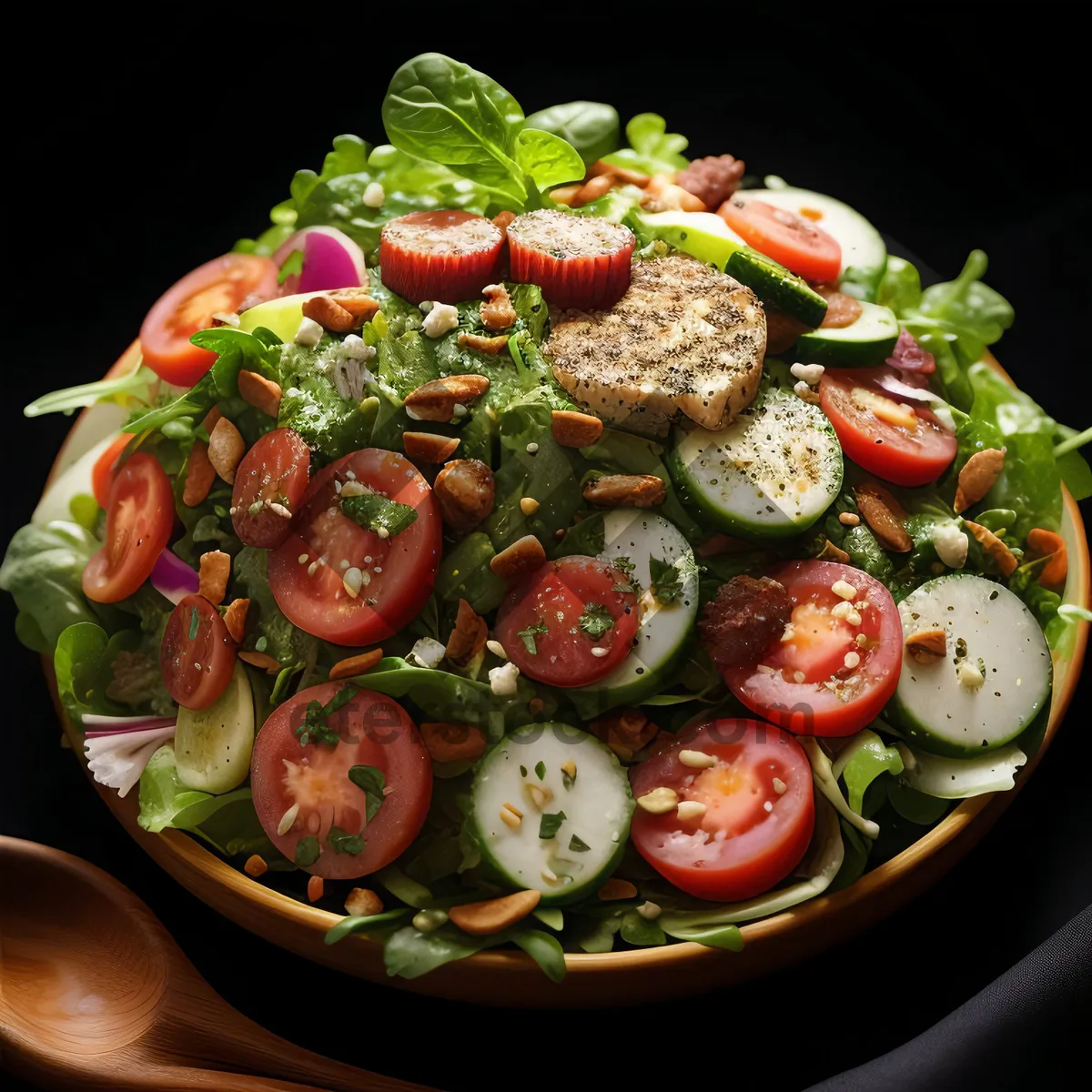 Picture of Fresh Vegetable Salad with Cheese and Olives