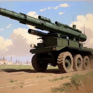 High-powered sky rocket in military artillery battle