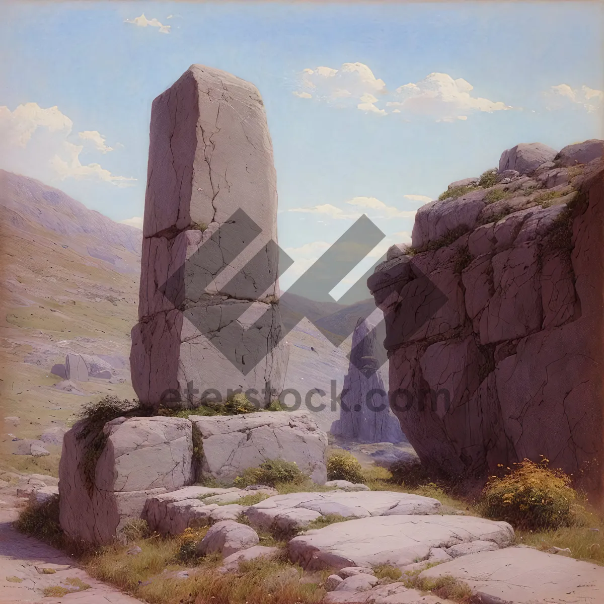 Picture of Ancient Stone Memorial in Desert Landscape