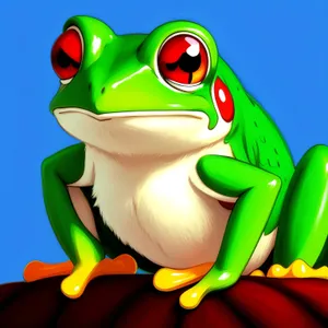 Cute Cartoon Frog with Playful Eye