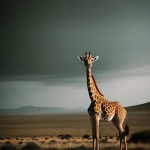 Majestic Giraffe Silhouette in African Savannah