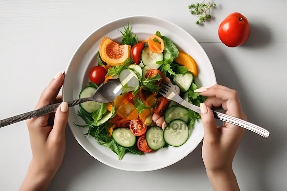 Picture of Delicious Gourmet Salad Bowl with Fresh Vegetables