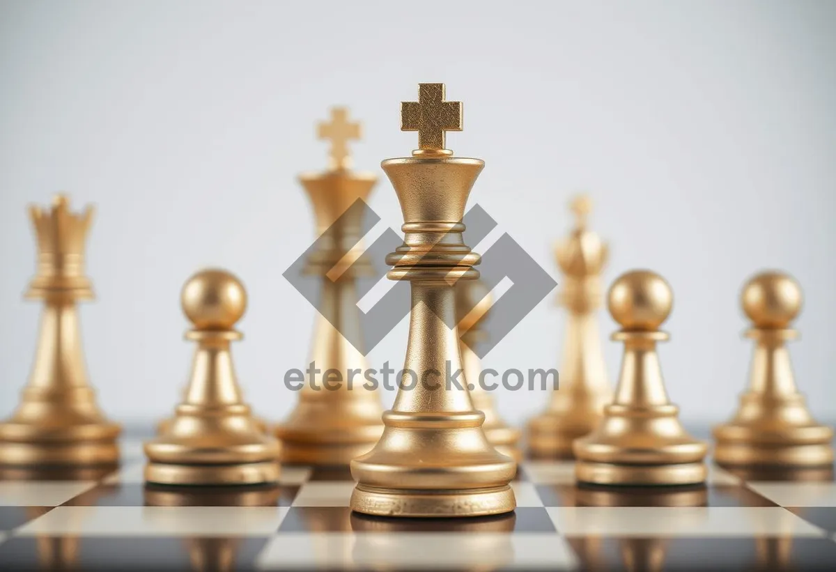 Picture of Strategic Chess Game on Wooden Board