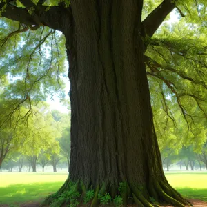 Autumn Tree in Wooded Park