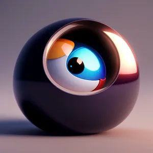 Shiny Glass Round Web Icon: 3D Black Ball