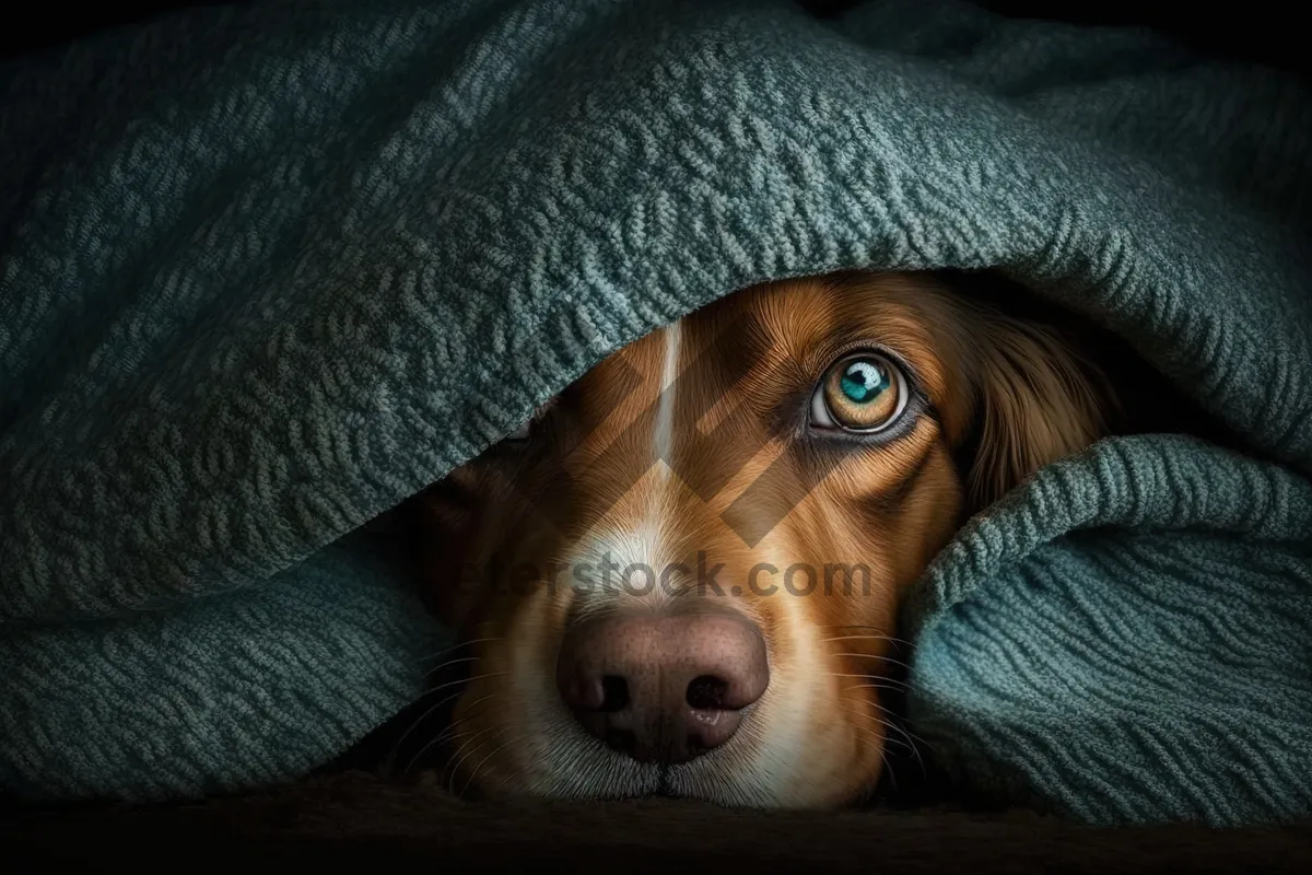 Picture of Cute dog in sombrero with bath towel