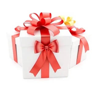 Festive Gift Box with Shiny Ribbon and Bow