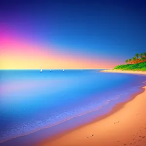 Colorful Sunset over Sandy Coastline