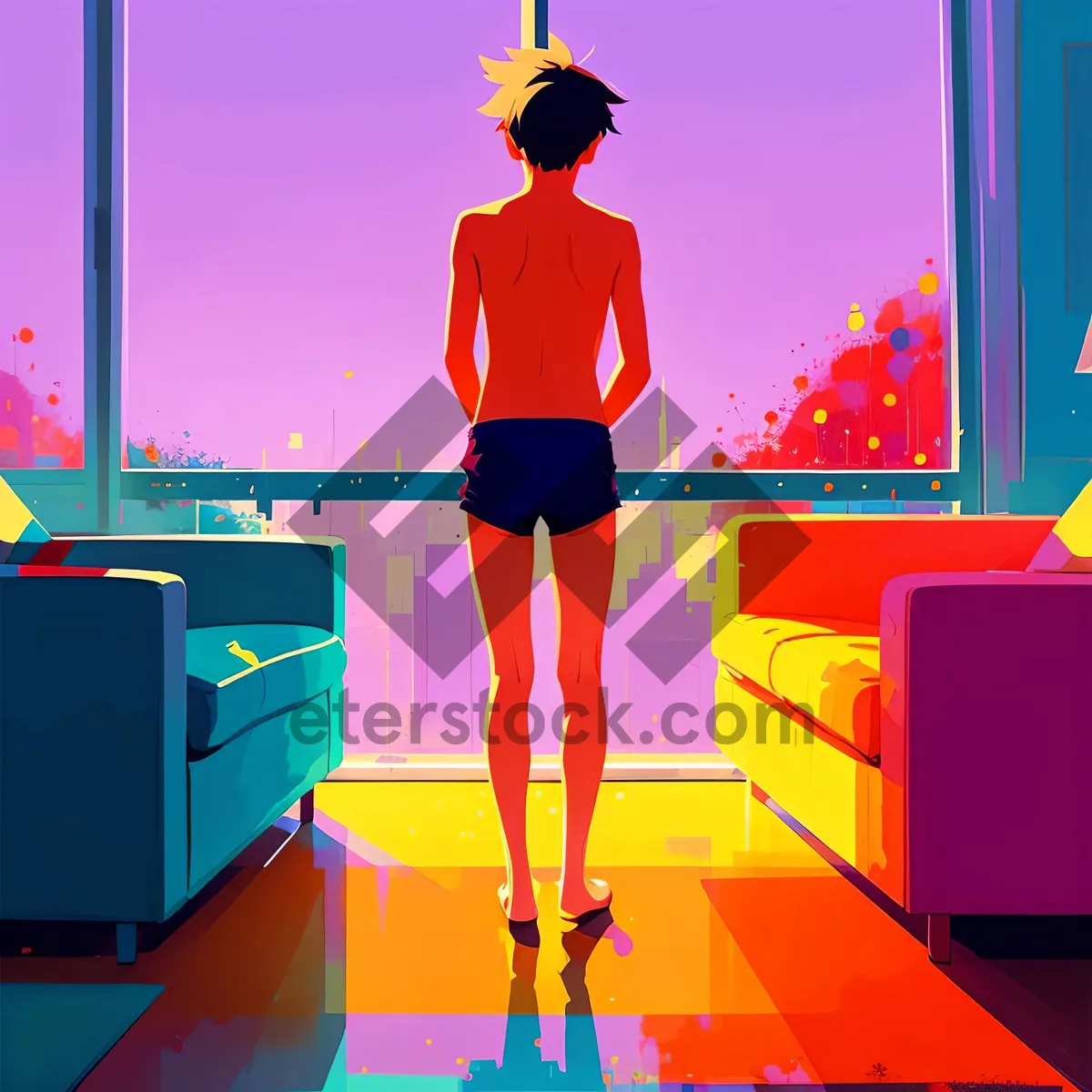 Picture of Silhouette Teen Boy Cartoon Art