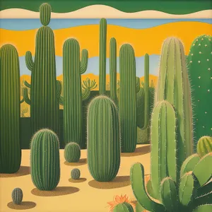 Cactus Field Under Desert Sky