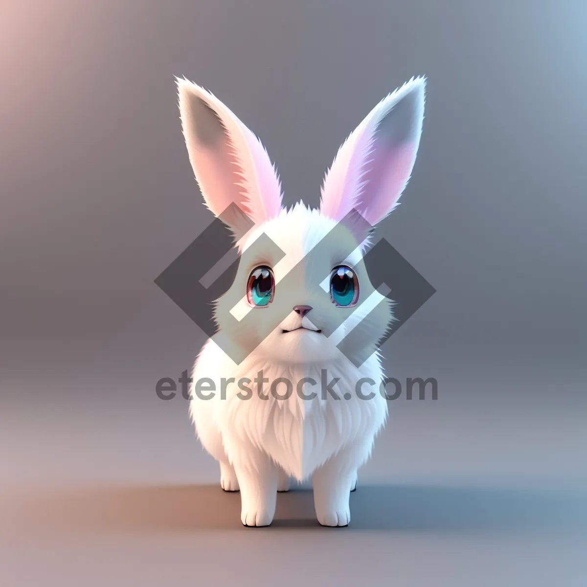 Picture of Cute Bunny with Fluffy Ears Sitting and Looking Adorable