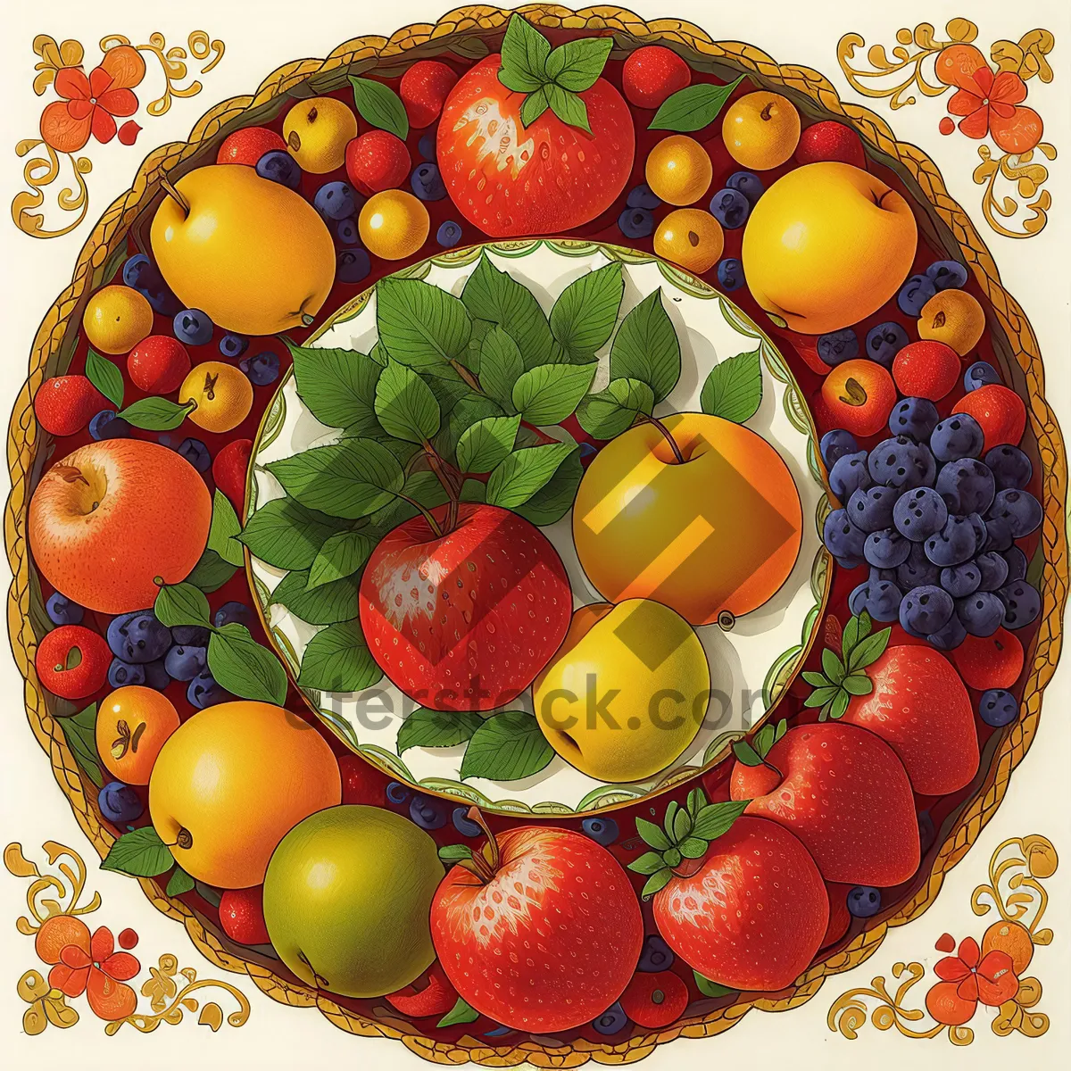 Picture of Fresh, Juicy Fruit Basket Packed with Vitamins