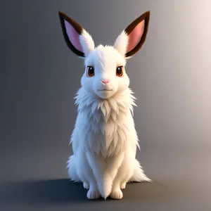 Furry Bunny with Soft Ears, Sitting and Looking Cute