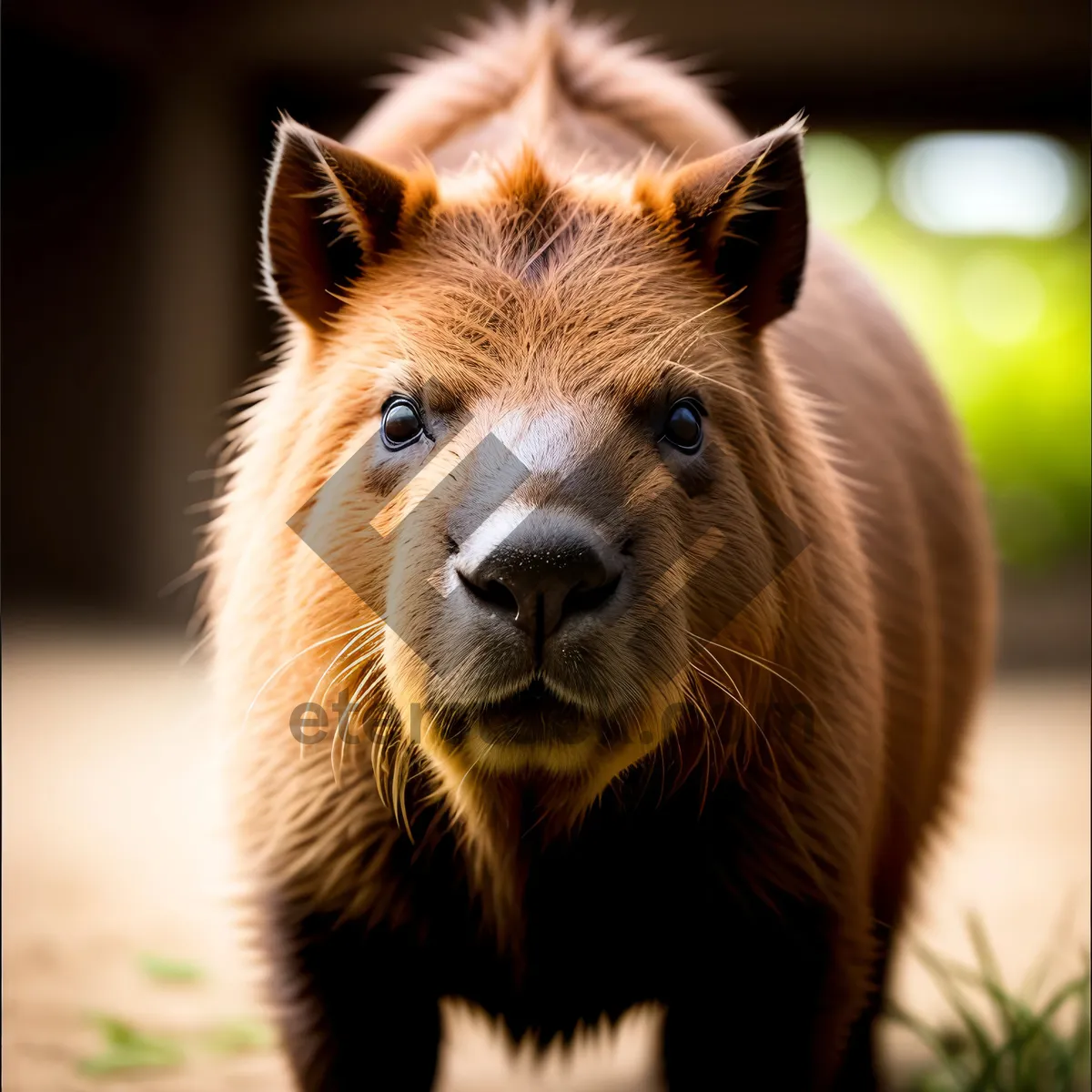 Picture of Wild Brown Bear Grazing in Grass