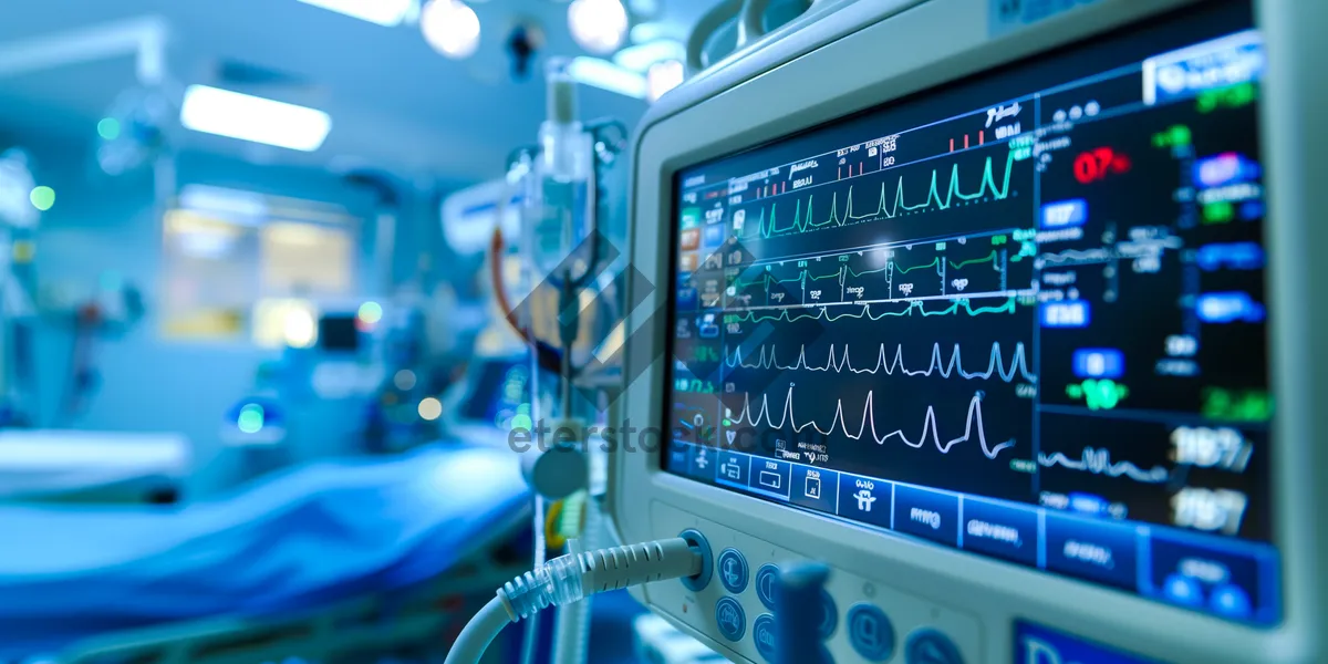 Picture of Electronic heart monitor screen display with data analysis.