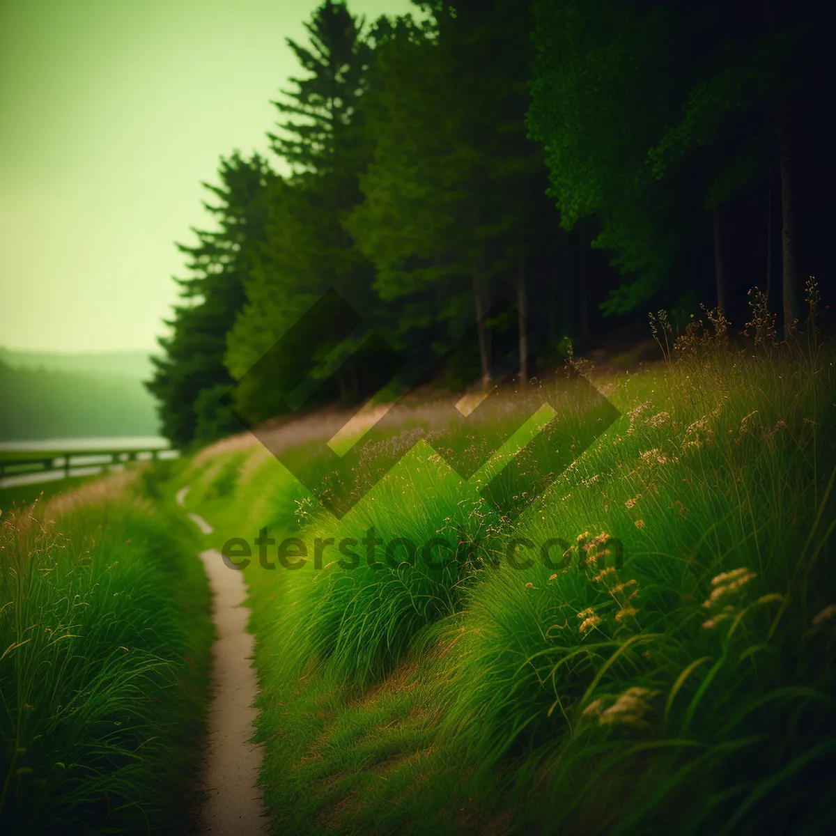 Picture of Serene Waterscape amid Lush Greenery