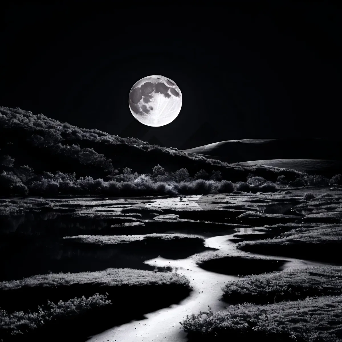 Picture of Starry Night Over Moonlit Water: Celestial Reflections