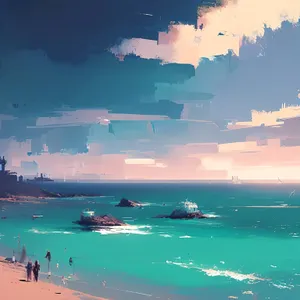 City skyline with ocean view at sunrise