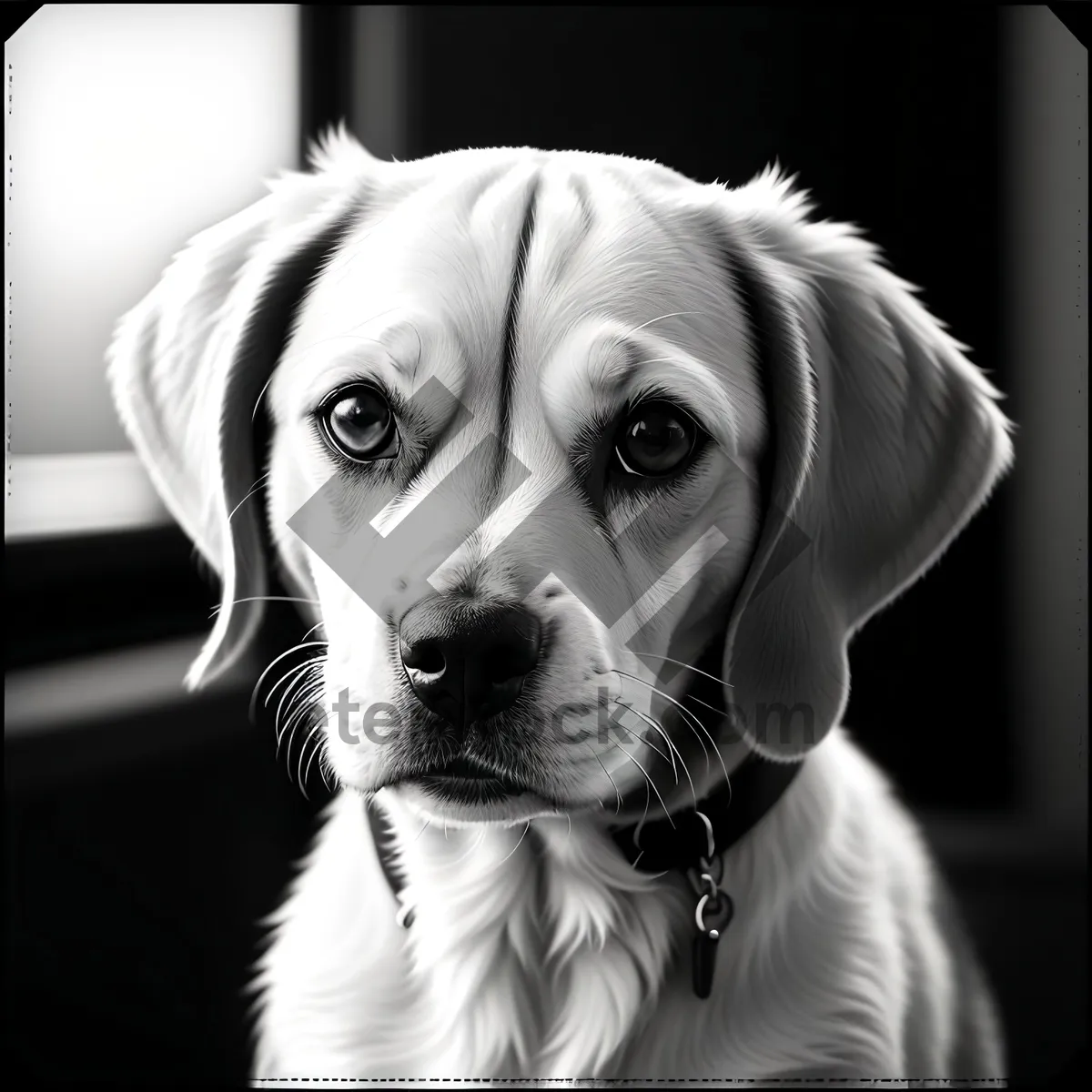 Picture of Adorable Retriever Puppy with Leash