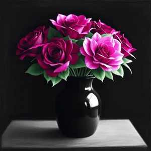 Romantic Pink Rose Bouquet in Vase