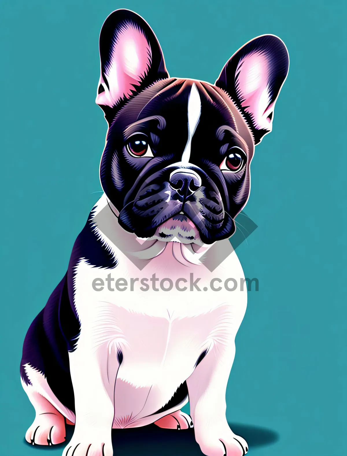 Picture of Cute Bulldog Portrait - Purebred Canine Pet