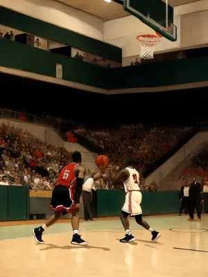 Active Men Competing in Outdoor Basketball Game