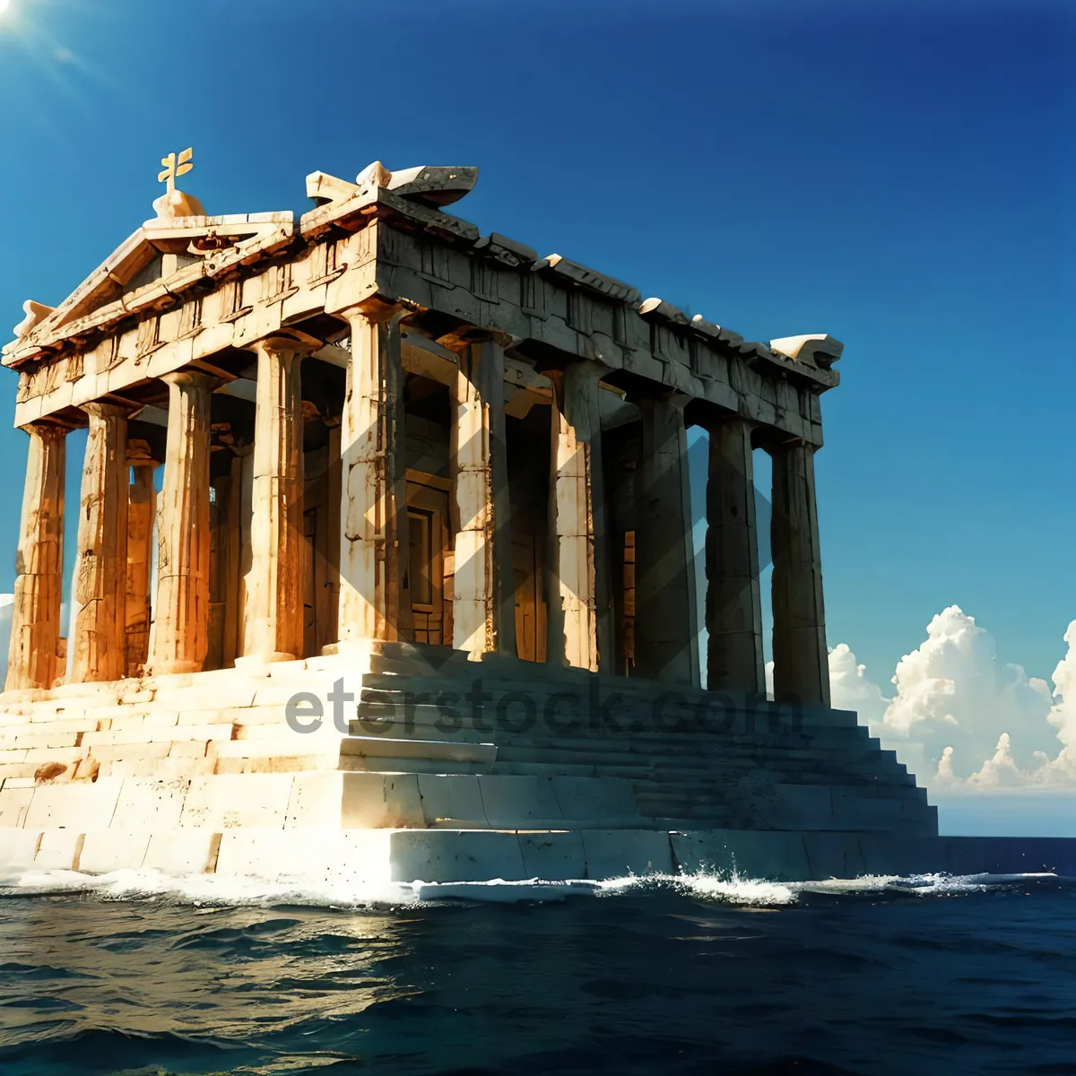 Picture of Ancient Temple in Historic City Skyline