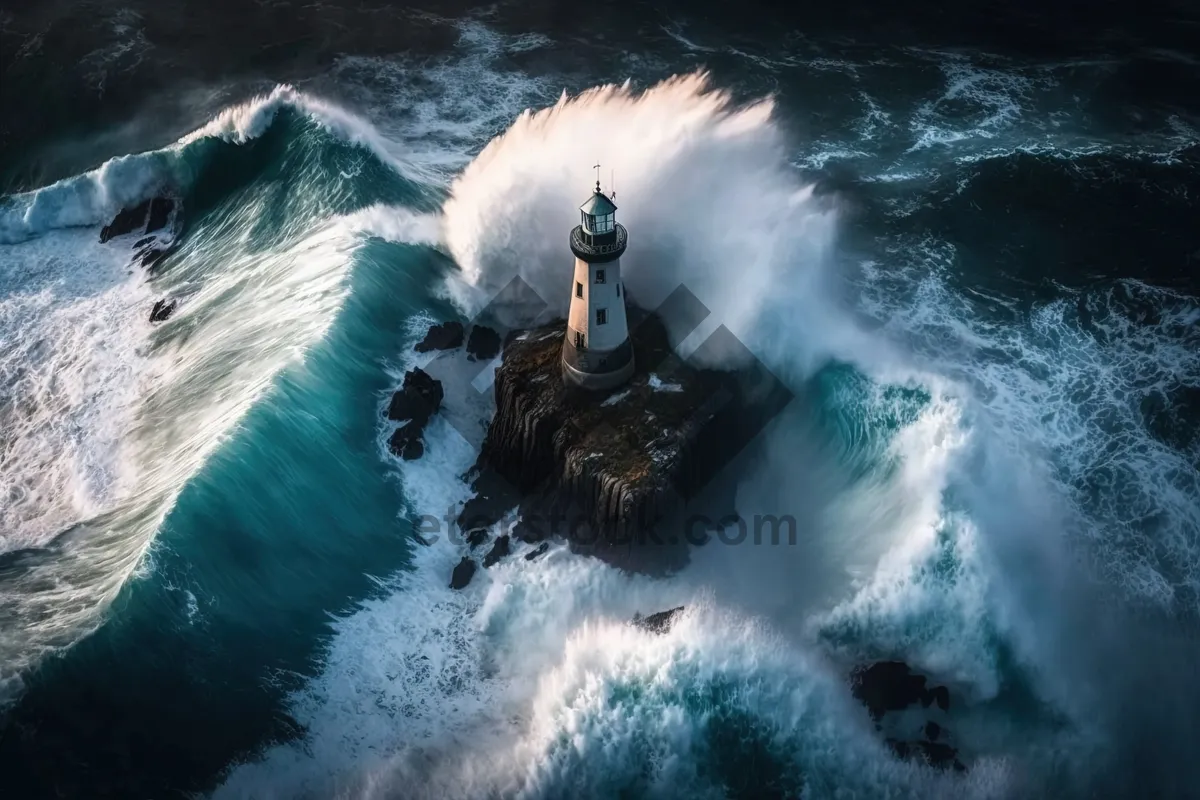 Picture of Surfer catching a powerful wave at the beach