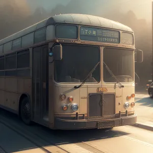 Public Transport Shuttle Bus on Road