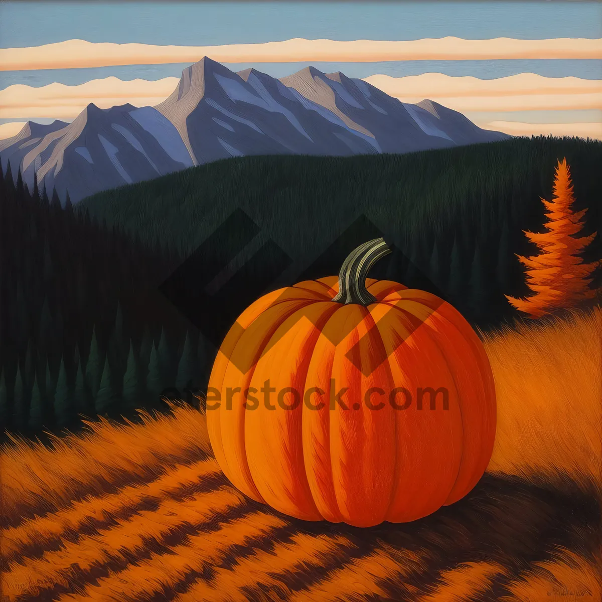 Picture of Colorful Autumn Harvest: Festive Pumpkin and Squash Display