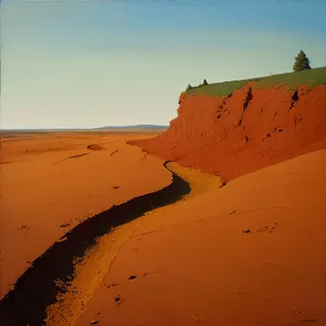 Sandy Dune Desert Landscape under Orange Sky