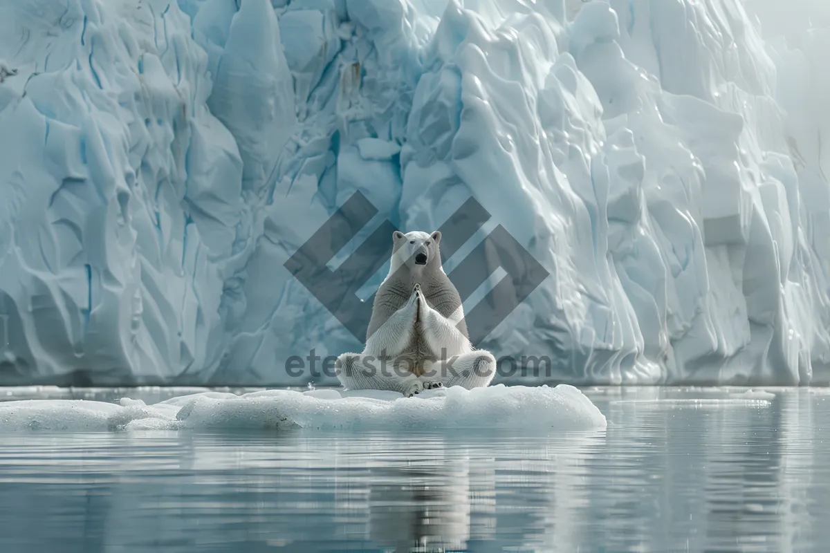 Picture of Arctic Bear on Ice Floe in Frigid Ocean