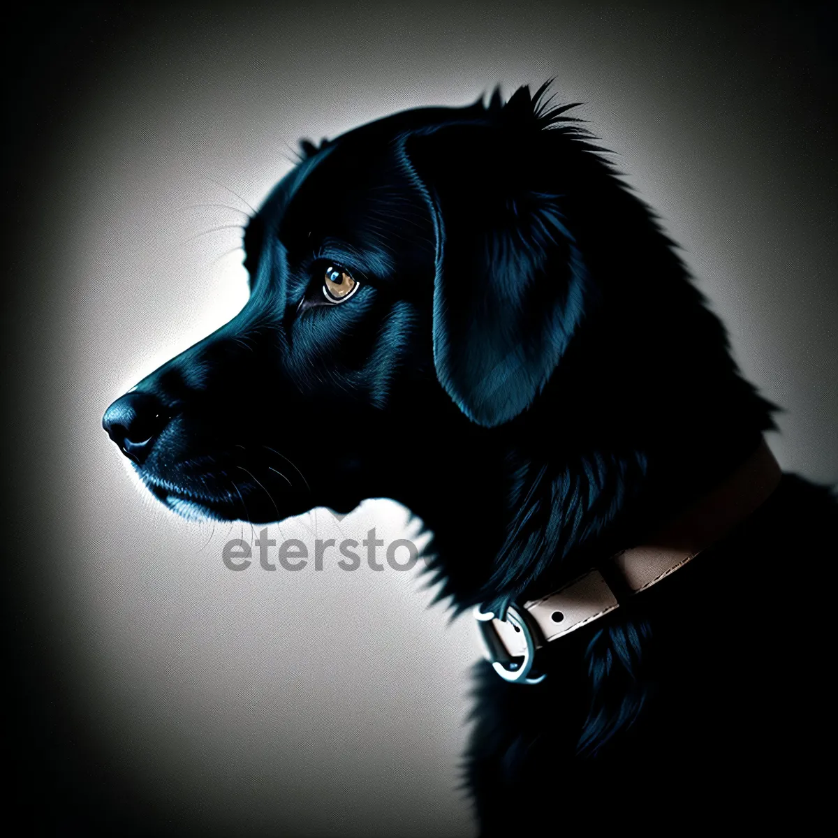 Picture of Adorable Black Canine Portrait: Purebred Puppy with Cute Nose