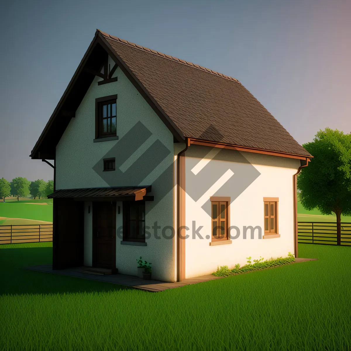 Picture of Modern Brick Bungalow with Landscaped Lawn and Garage