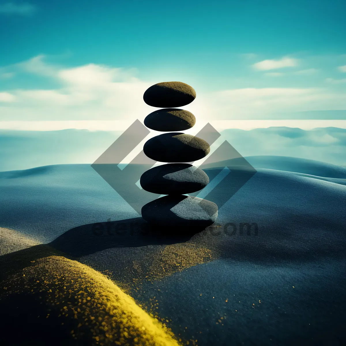 Picture of Tranquil Stone Stack by the Seashore