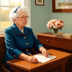 Executive working on laptop in office