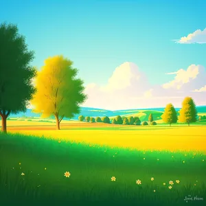 Vibrant Horizon: A Stunning Summer Sunset over a Meadow