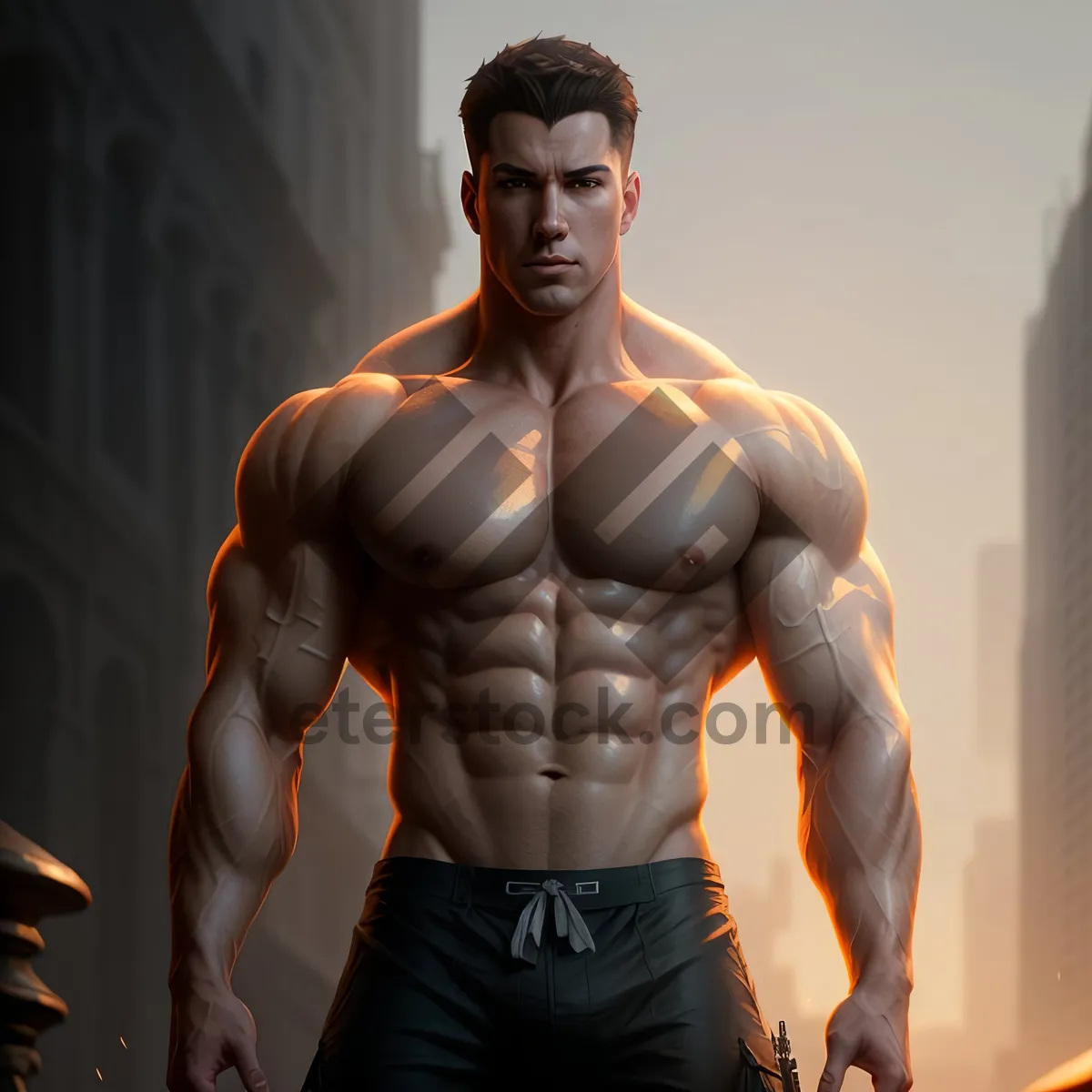 Picture of Fit and Strong: Muscular Male Bodybuilder Posing