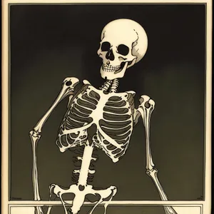 Terrifying skeletal anatomy in haunting pose.