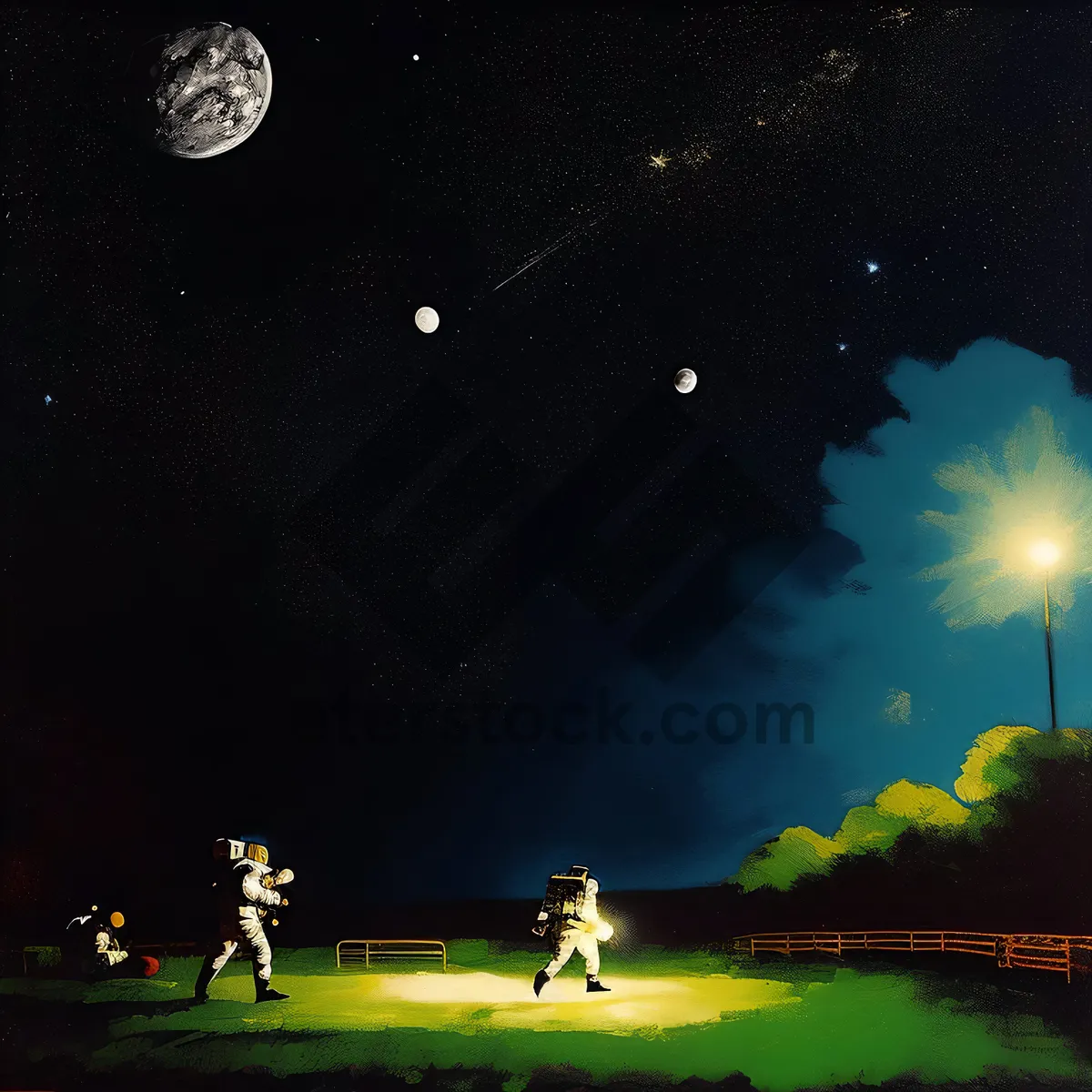 Picture of Dark Moonlit Space Sky Stars Background