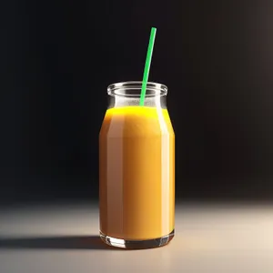 Fresh Orange Fruit Juice in Glass Bottle