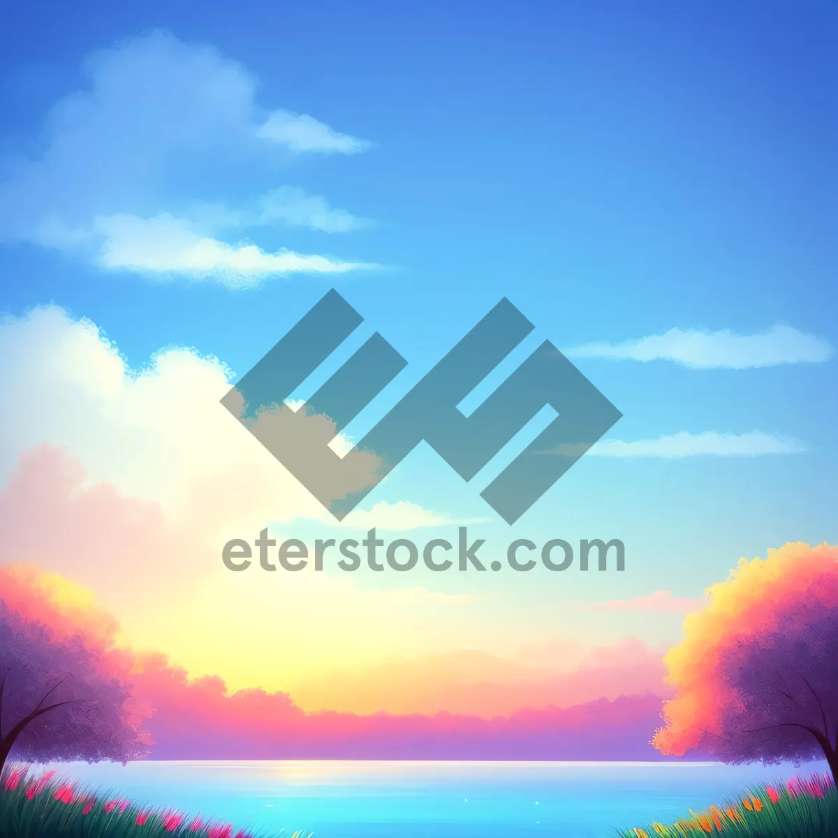 Picture of Golden Horizon: Tranquil Sunset over Ocean Beach