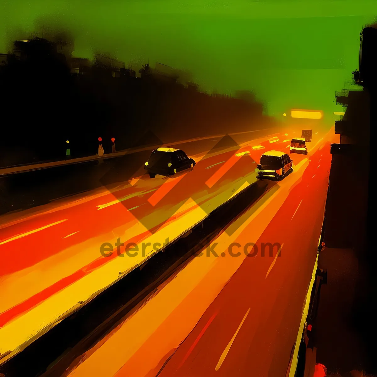 Picture of Vibrant Night City Skyline in Motion