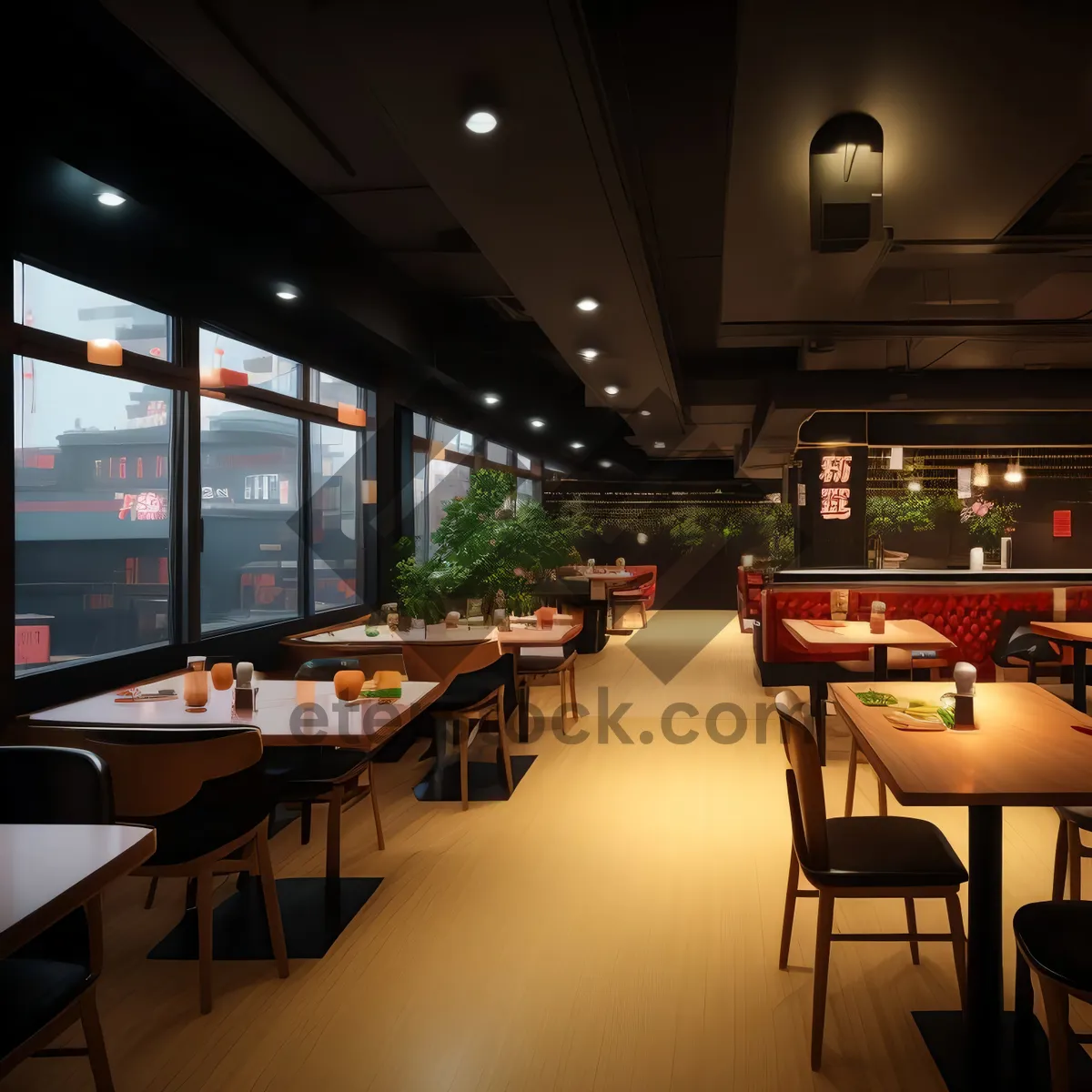 Picture of Modern interior design of a restaurant building