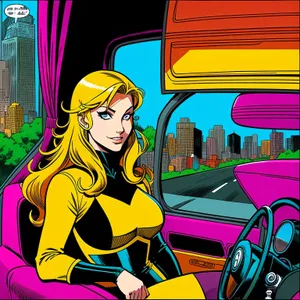 Comic Book Art: Bus and Car Scene